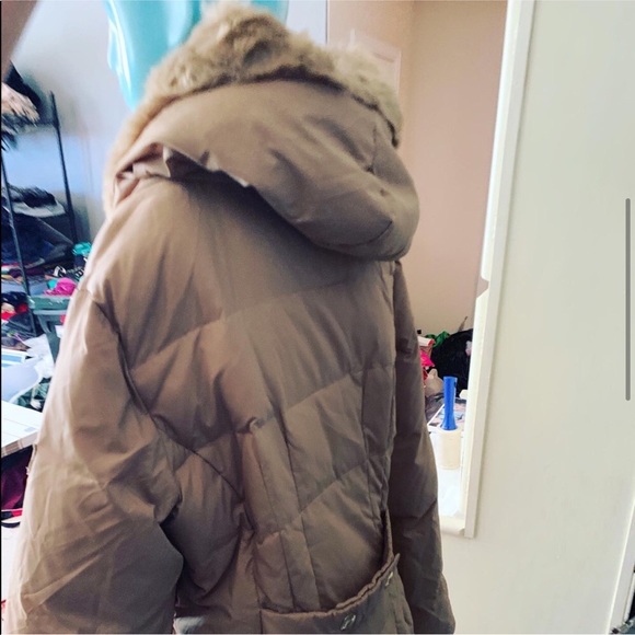 Larry Levine Tan Sz S Down Hooded Parka Coat - Picture 3 of 6